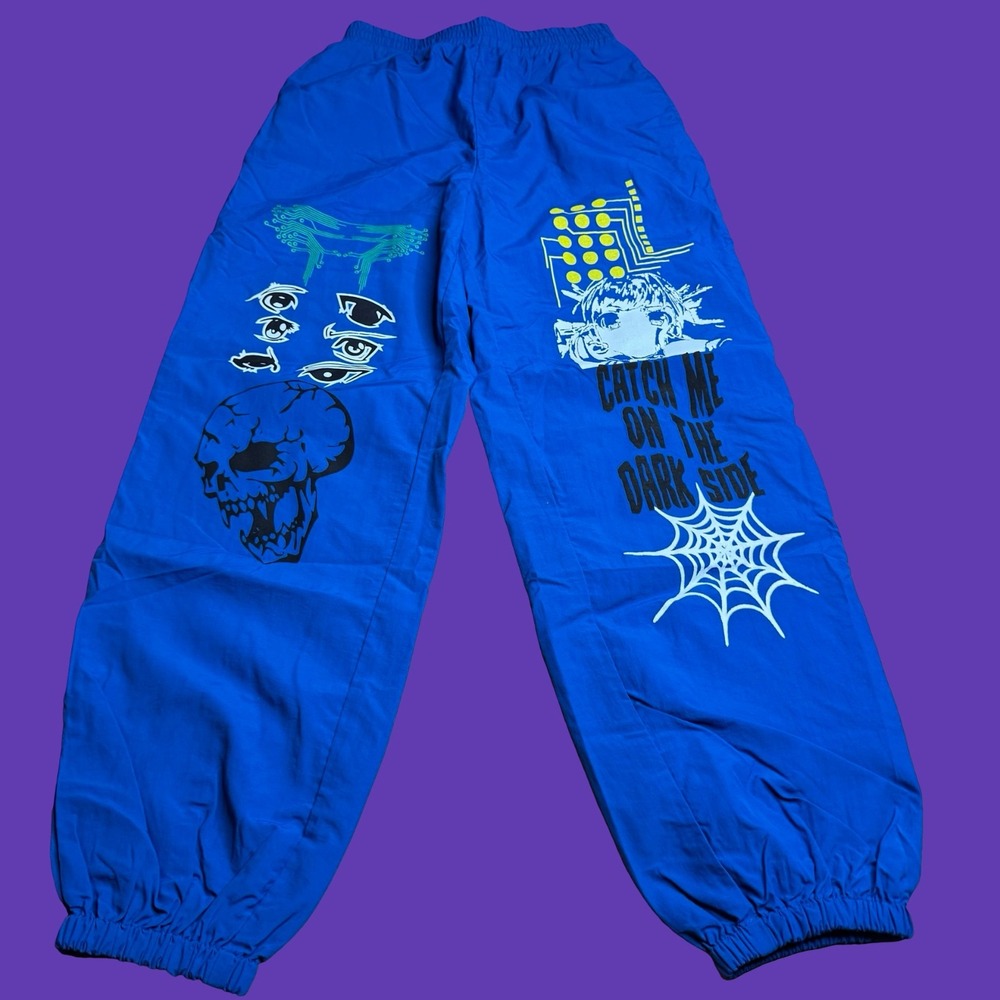 Vitriol Nayva Dark Side Nylon Track Pants Small Anime Graphic Casual